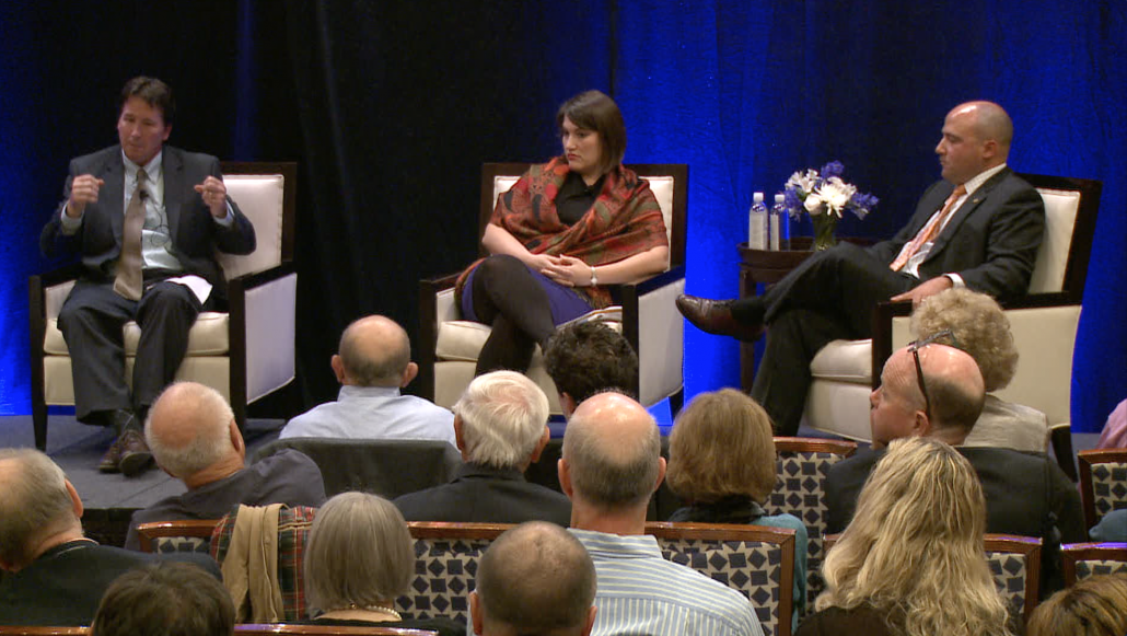 Political analysts on stage for the Boston Election Panel 